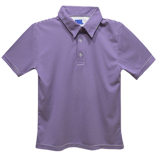 Purple Fly knit Pencil Stripe Short Sleeve Polo