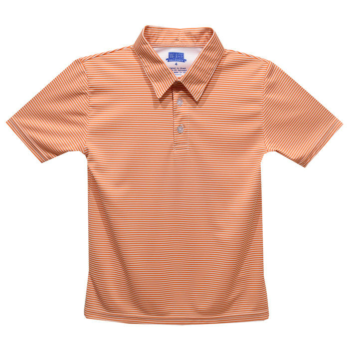 Orange Fly knit Pencil Stripe Short Sleeve Polo