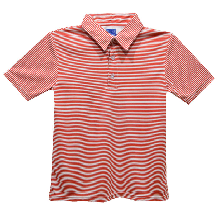 Red Cardinal Fly knit Pencil Stripe Short Sleeve Polo