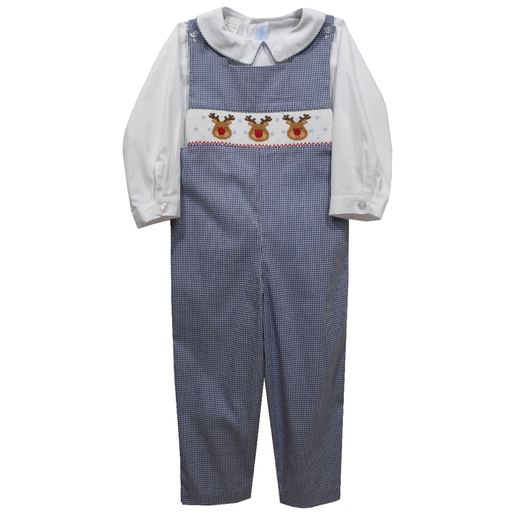 Vive la Fete Boys Smocked Rust Gingham Jon Jon with Shirt - Texas main image 1