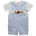 School Day Smocked Light Blue Check Short Sleeve Boys Shortall and Shirt