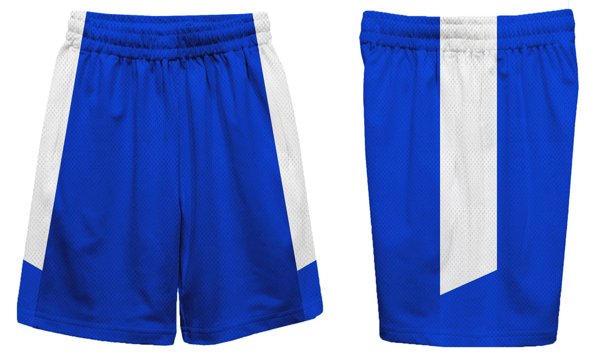 White Stripes Boys Solid Blue Athletic Mesh Short - Vive La Fête - Online Apparel Store