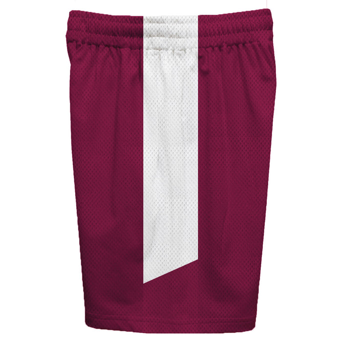 White Stripes Boys Solid Maroon Athletic Mesh Short - Vive La Fête - Online Apparel Store