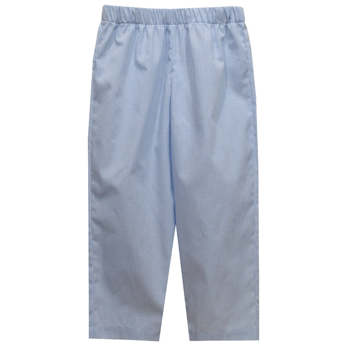 Light Blue Gingham Boys Pull on Pant