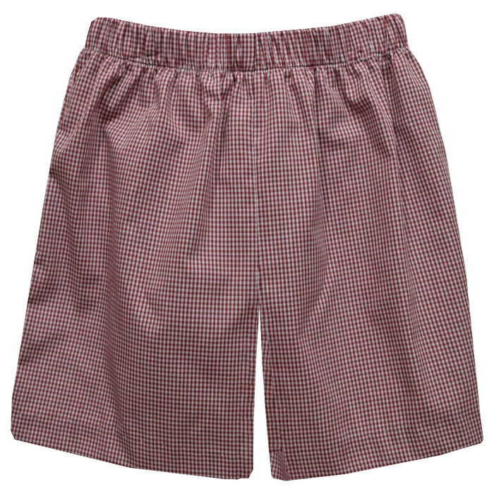 Maroon Gingham Boys Pull on Short