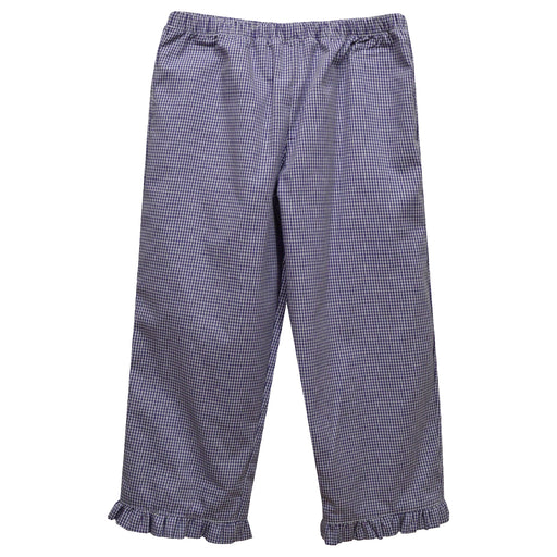 Purple Gingham Girls Ruffle Pant With Pocket