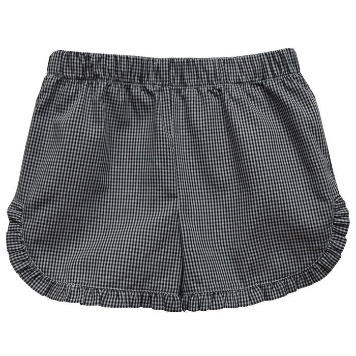 Black Gingham Girls Ruffle Short