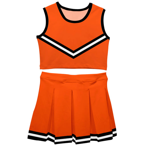 Orange and Black Sleeveless Cheerleader Set
