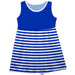 Royal and White Sleeveless Tank Dress Stripes on Skirt