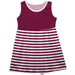 Maroon and White Sleeveless Tank Dress Stripes on Skirt