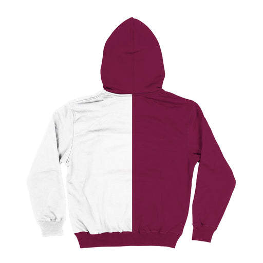 Maroon and White Fleece Long Sleeve Hoodie V2 - Vive La Fête - Online Apparel Store