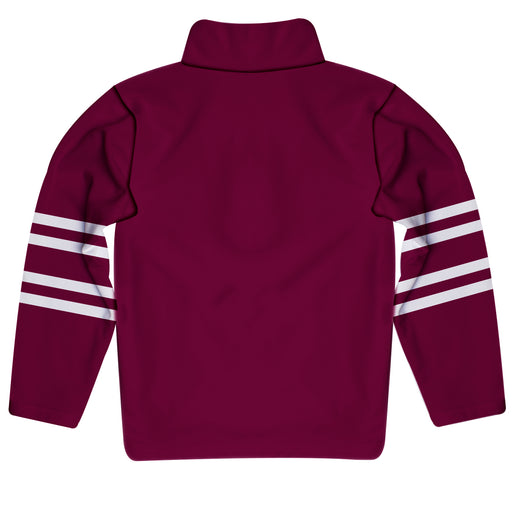 Maroon and White Quarter Zip Pullover Stripes on Sleeves - Vive La Fête - Online Apparel Store