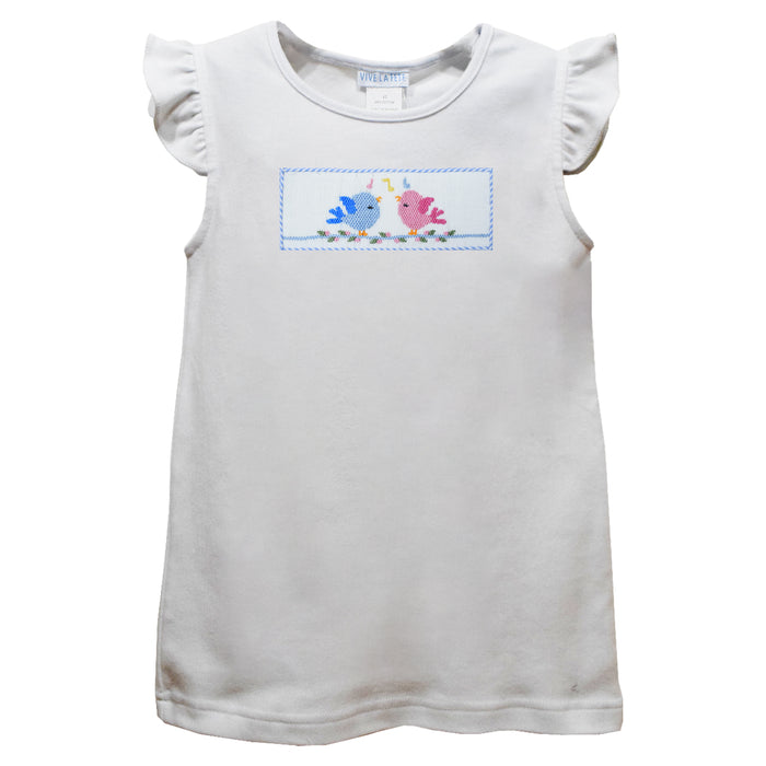 Birds White Knit Angel Wing Sleeves Girls Tshirt