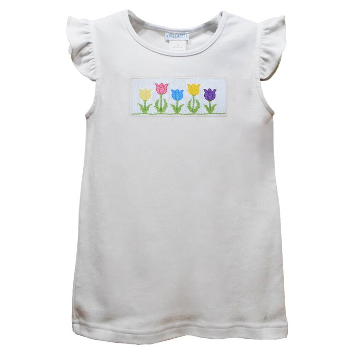 Tulips White Knit Angel Wing Sleeves Girls Tshirt