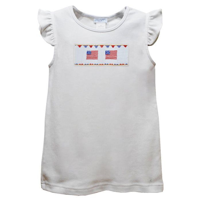 4Th Of July  White Knit Angel Wing Sleeves Girls Tshirt