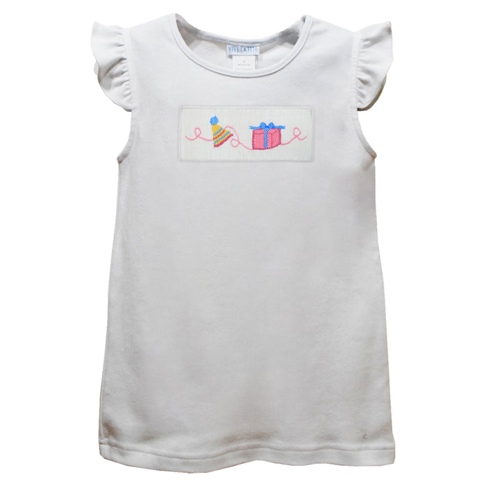 Birthday  White Knit Angel Wing Sleeves Girls Tshirt