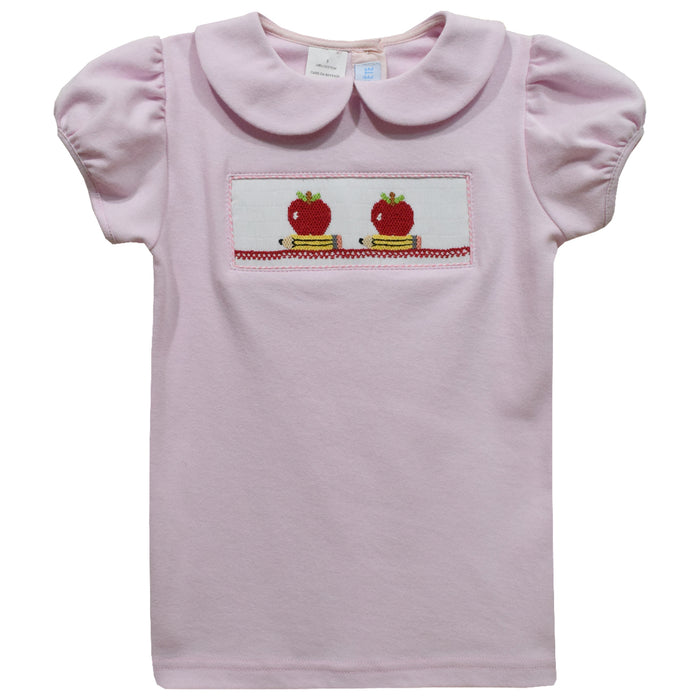 Apples and Pencils Light Pink Girls Knit PP Collar Blouse Short Sleeve