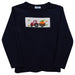 Tractor Pumpkin Smocked Navy Blue Knit Long Sleeve Boys Tee Shirt