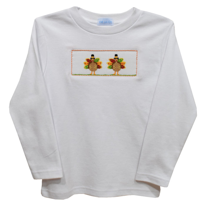Turkeys White Knit Long Sleeve Boys Tee Shirt