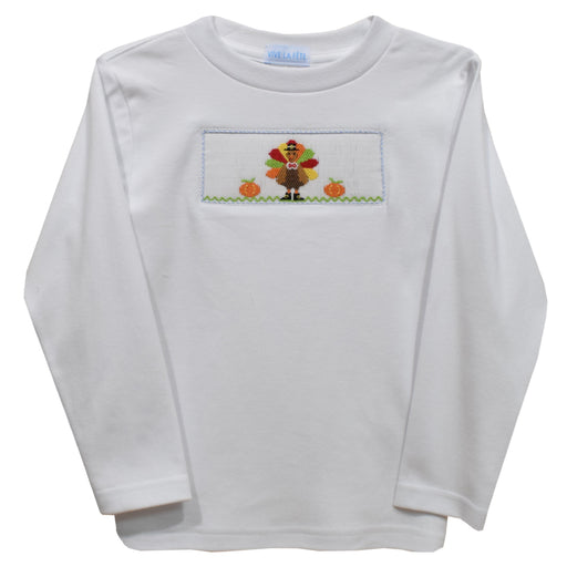 Thanksgiving White Knit Long Sleeve Boys Tee Shirt