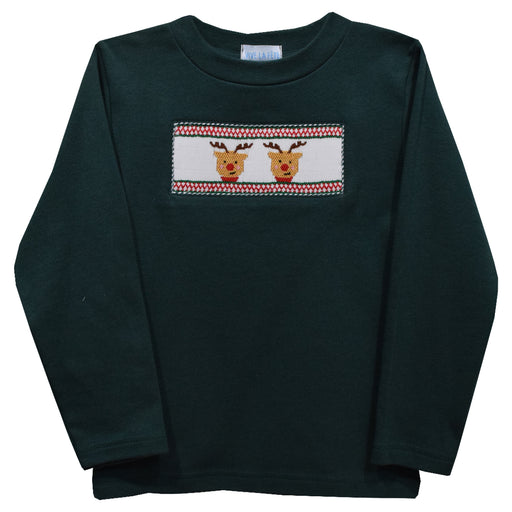 Rudolph the Red Nosed Reindeer Hunter Green Knit Long Sleeve Boys Tee Shirt