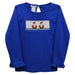 Santa Claus Smocked Royal Blue Knit Long Sleeve Boys Tee Shirt