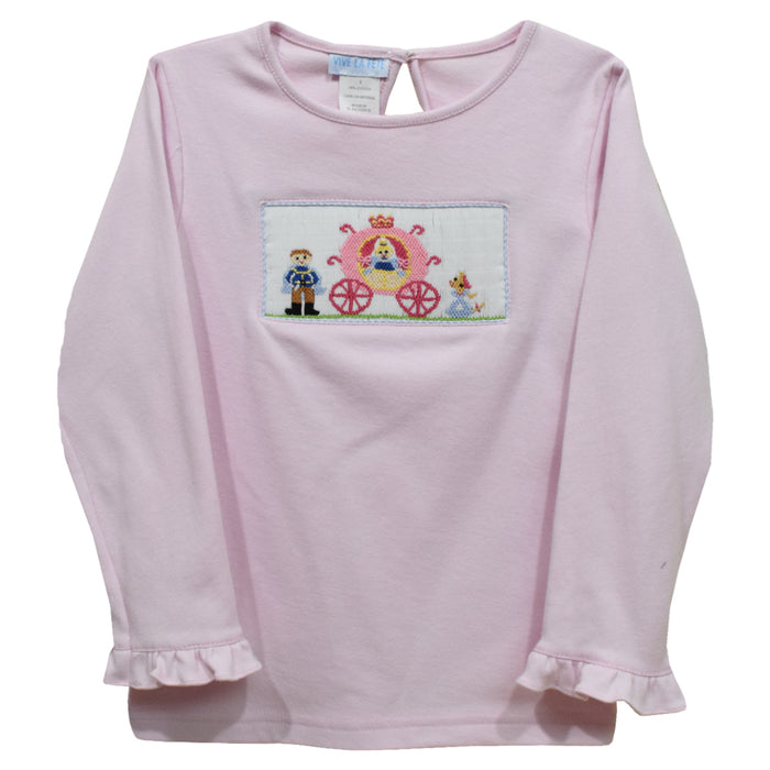 Vive La Fete Princess and Prince Smocked Light Pink Knit Ruffle Long Sleeve Girls Tee Shirt 18M