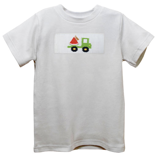 Watermelon White Knit Short Sleeve Boys Tee Shirt