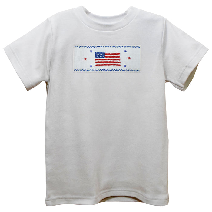 4Th Of July White Knit Short Sleeve Boys Tee Shirt