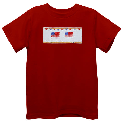 4Th Of Smocked July Red Knit Short Sleeve Boys Tee Shirt