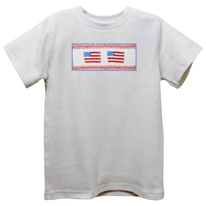 4Th Of July White Knit Short Sleeve Boys Tee Shirt