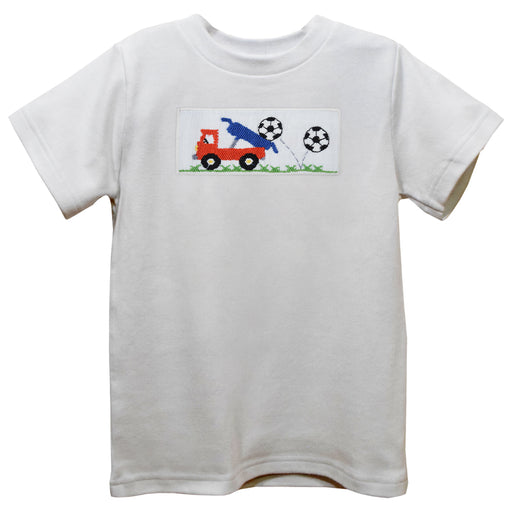 Card and Football  White Knit Short Sleeve Boys Tee Shirt