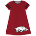Arkansas Razorbacks Big Logo Red Stripes Short Sleeve A Line Dress - Vive La Fête - Online Apparel Store