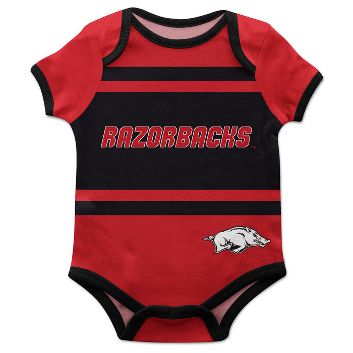 Arkansas Razorbacks Razorbacks Block Stripe Red Short Sleeve Onesie - Vive La Fête - Online Apparel Store