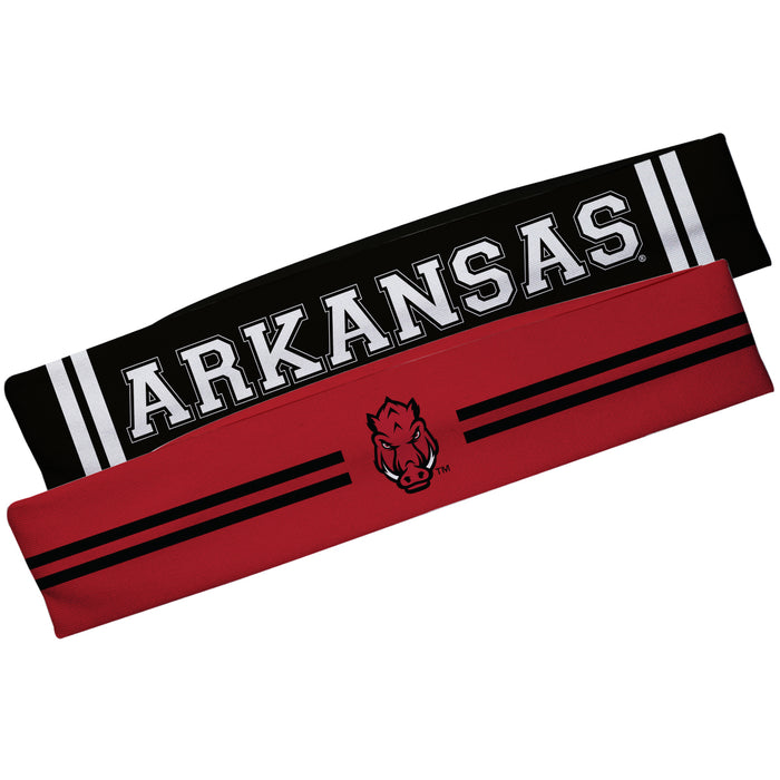 Arkansas Razorbacks Red And Black Stripes Headband Set - Vive La Fête - Online Apparel Store