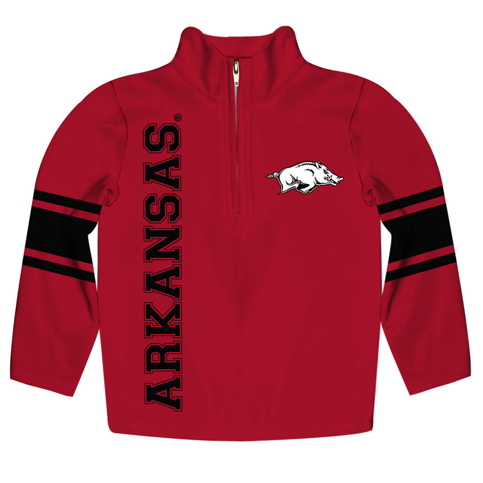 Arkansas Razorbacks Stripes Red Long Sleeve Quarter Zip Sweatshirt - Vive La Fête - Online Apparel Store