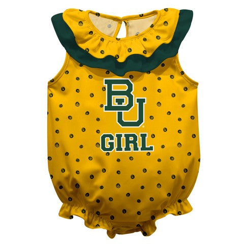 Baylor Swirls Gold Girls Sleeveless Onesie - Vive La Fête - Online Apparel Store