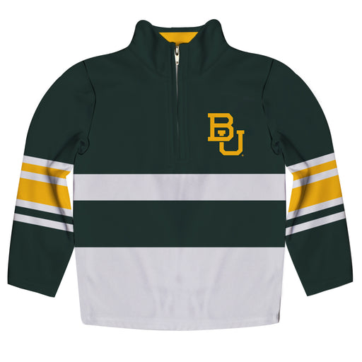 Baylor Bears Logo Stripes Green Long Sleeve Quarter Zip Sweatshirt - Vive La Fête - Online Apparel Store
