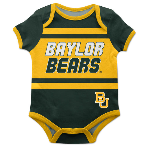 Baylor Bears Block Stripe Green Short Sleeve Onesie - Vive La Fête - Online Apparel Store