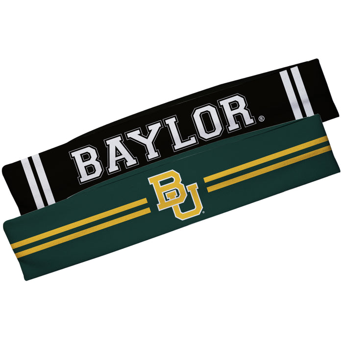 Baylor Bears Green And Black Stripes Headband Set - Vive La Fête - Online Apparel Store