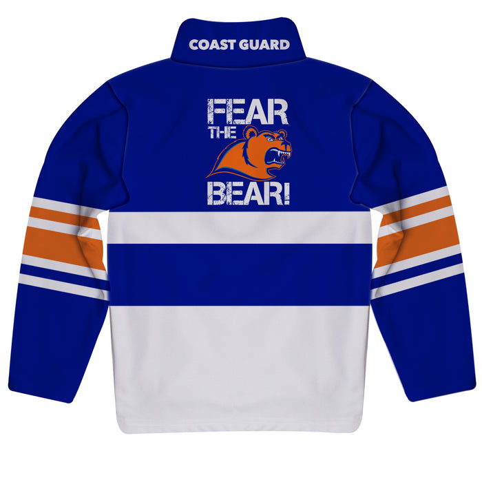 United States Coast Guard Academy Logo Stripes Blue Long Sleeve Quarter Zip Sweatshirt - Vive La Fête - Online Apparel Store