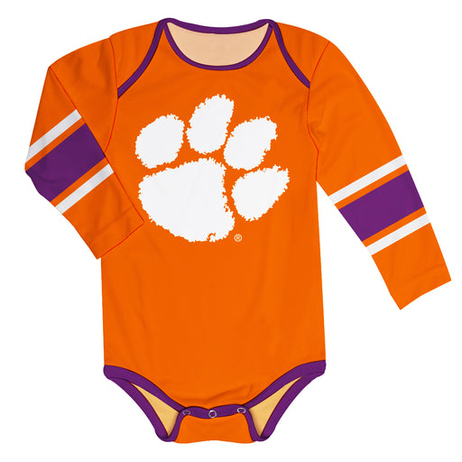 Clemson Tigers Stripes Orange Long Sleeve Onesie - Vive La Fête - Online Apparel Store