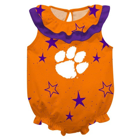 Clemson Stars Orange Girls Sleeveless Onesie - Vive La Fête - Online Apparel Store