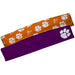 Clemson Tigers Purple Solid And Orange Repeat Logo Headband Set - Vive La Fête - Online Apparel Store