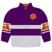 Clemson Tigers Logo Stripes Purple Long Sleeve Quarter Zip Sweatshirt - Vive La Fête - Online Apparel Store