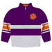 Clemson Tigers Logo Stripes Purple Long Sleeve Quarter Zip Sweatshirt - Vive La Fête - Online Apparel Store
