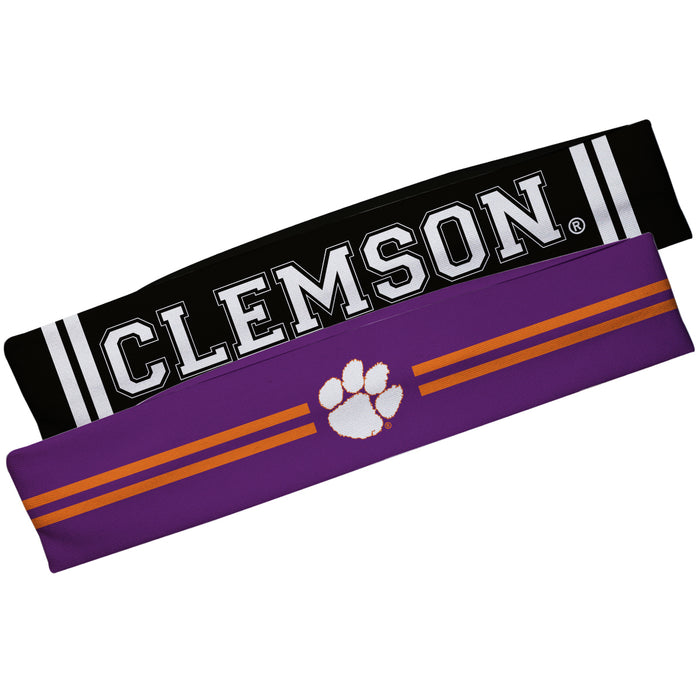 Clemson Tigers Purple And Black Stripes Headband Set - Vive La Fête - Online Apparel Store