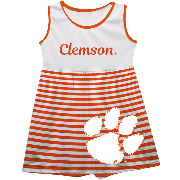 Clemson Tigers Big Logo Orange And White Stripes Tank Dress - Vive La Fête - Online Apparel Store
