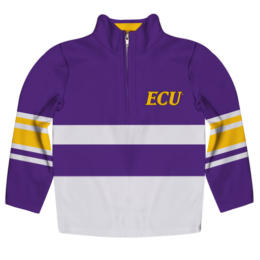 East Carolina Pirates Logo Stripes Purple Long Sleeve Quarter Zip Sweatshirt - Vive La Fête - Online Apparel Store