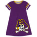East Carolina Pirates Big Logo Purple Stripes Short Sleeve A Line Dress - Vive La Fête - Online Apparel Store